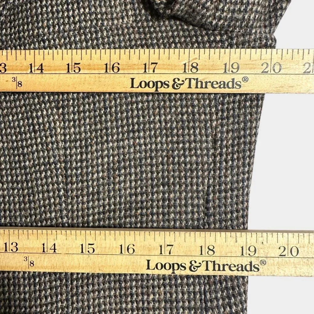 Vintage TWEED WOOL Men’s Blazer 40L Gray Sport Coat Two‑Button Jacket Brown